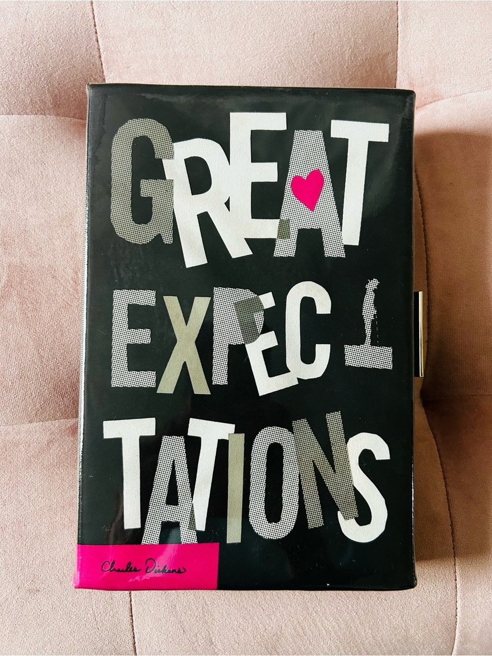 Kate Spade Black and Gold Striped Interior Book Clutch